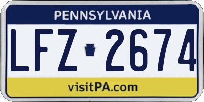 PA license plate LFZ2674