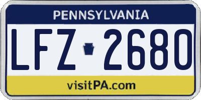 PA license plate LFZ2680