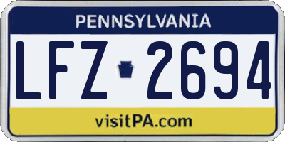 PA license plate LFZ2694