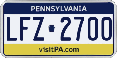 PA license plate LFZ2700