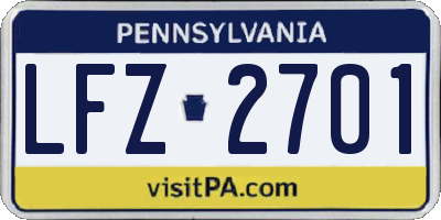 PA license plate LFZ2701