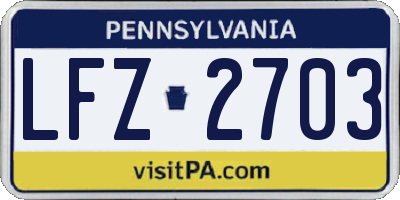 PA license plate LFZ2703