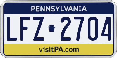 PA license plate LFZ2704