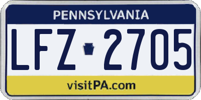 PA license plate LFZ2705
