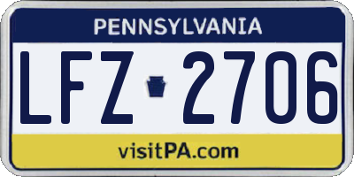 PA license plate LFZ2706