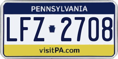 PA license plate LFZ2708