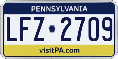 PA license plate LFZ2709