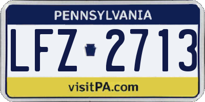 PA license plate LFZ2713