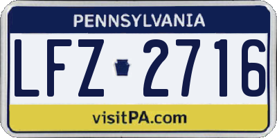 PA license plate LFZ2716