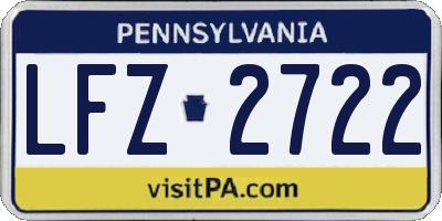 PA license plate LFZ2722