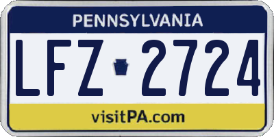 PA license plate LFZ2724