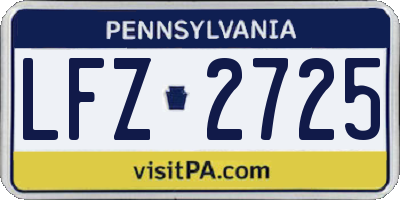 PA license plate LFZ2725