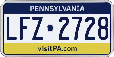 PA license plate LFZ2728