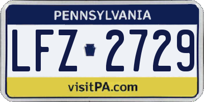 PA license plate LFZ2729