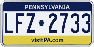 PA license plate LFZ2733