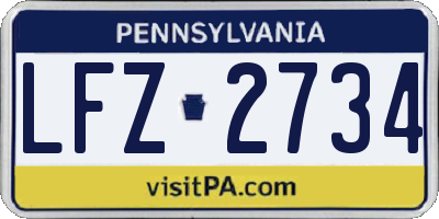 PA license plate LFZ2734