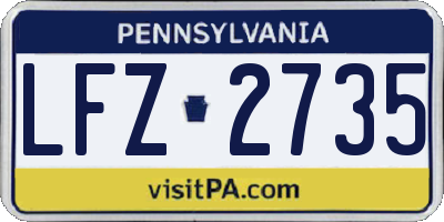 PA license plate LFZ2735