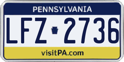 PA license plate LFZ2736