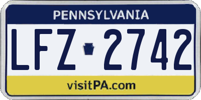 PA license plate LFZ2742