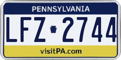 PA license plate LFZ2744