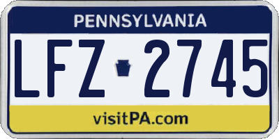 PA license plate LFZ2745