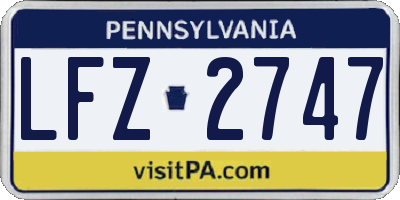 PA license plate LFZ2747