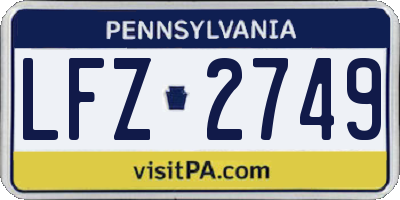 PA license plate LFZ2749