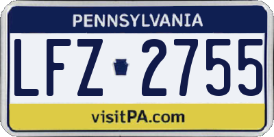 PA license plate LFZ2755