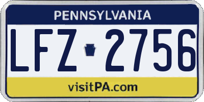 PA license plate LFZ2756