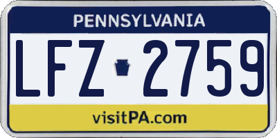 PA license plate LFZ2759