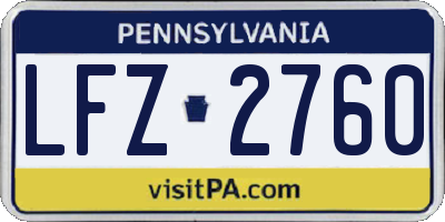 PA license plate LFZ2760