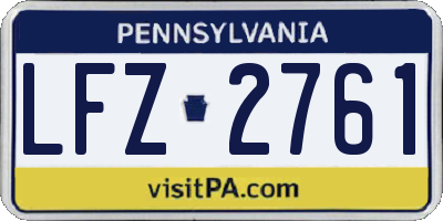 PA license plate LFZ2761