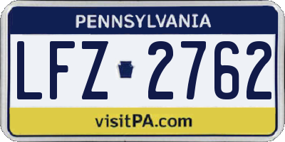 PA license plate LFZ2762