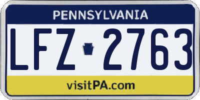 PA license plate LFZ2763