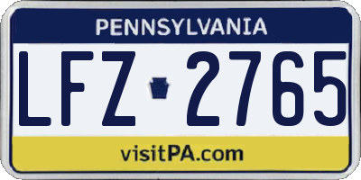 PA license plate LFZ2765
