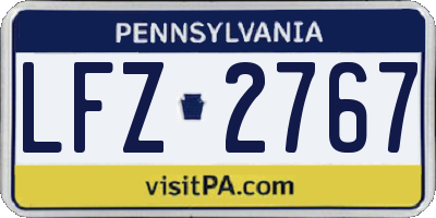 PA license plate LFZ2767