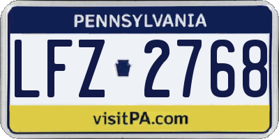 PA license plate LFZ2768