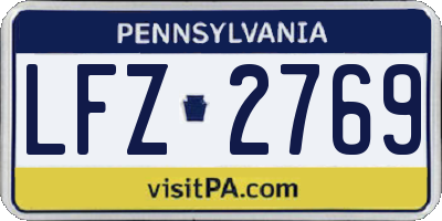 PA license plate LFZ2769