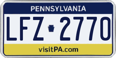 PA license plate LFZ2770