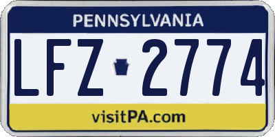 PA license plate LFZ2774
