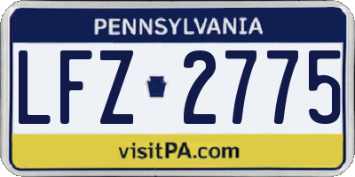 PA license plate LFZ2775