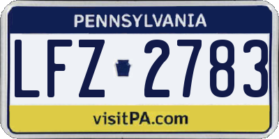 PA license plate LFZ2783