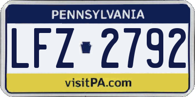 PA license plate LFZ2792