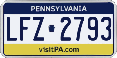 PA license plate LFZ2793