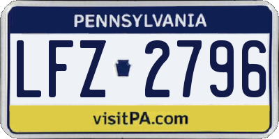 PA license plate LFZ2796