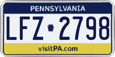 PA license plate LFZ2798