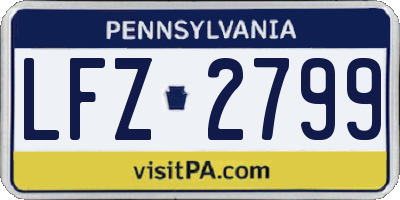 PA license plate LFZ2799