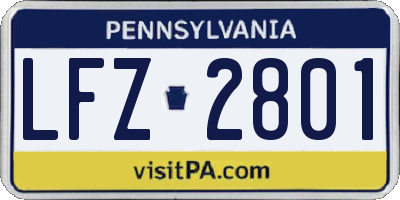 PA license plate LFZ2801