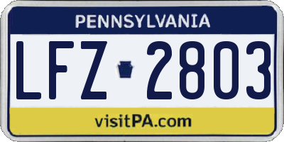 PA license plate LFZ2803