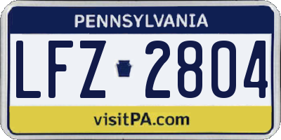PA license plate LFZ2804